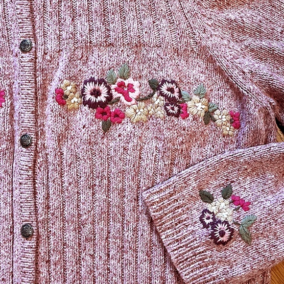 Northern Reflections Floral Embroidered Cotton Blend Pink Cardigan - Picture 4 of 5